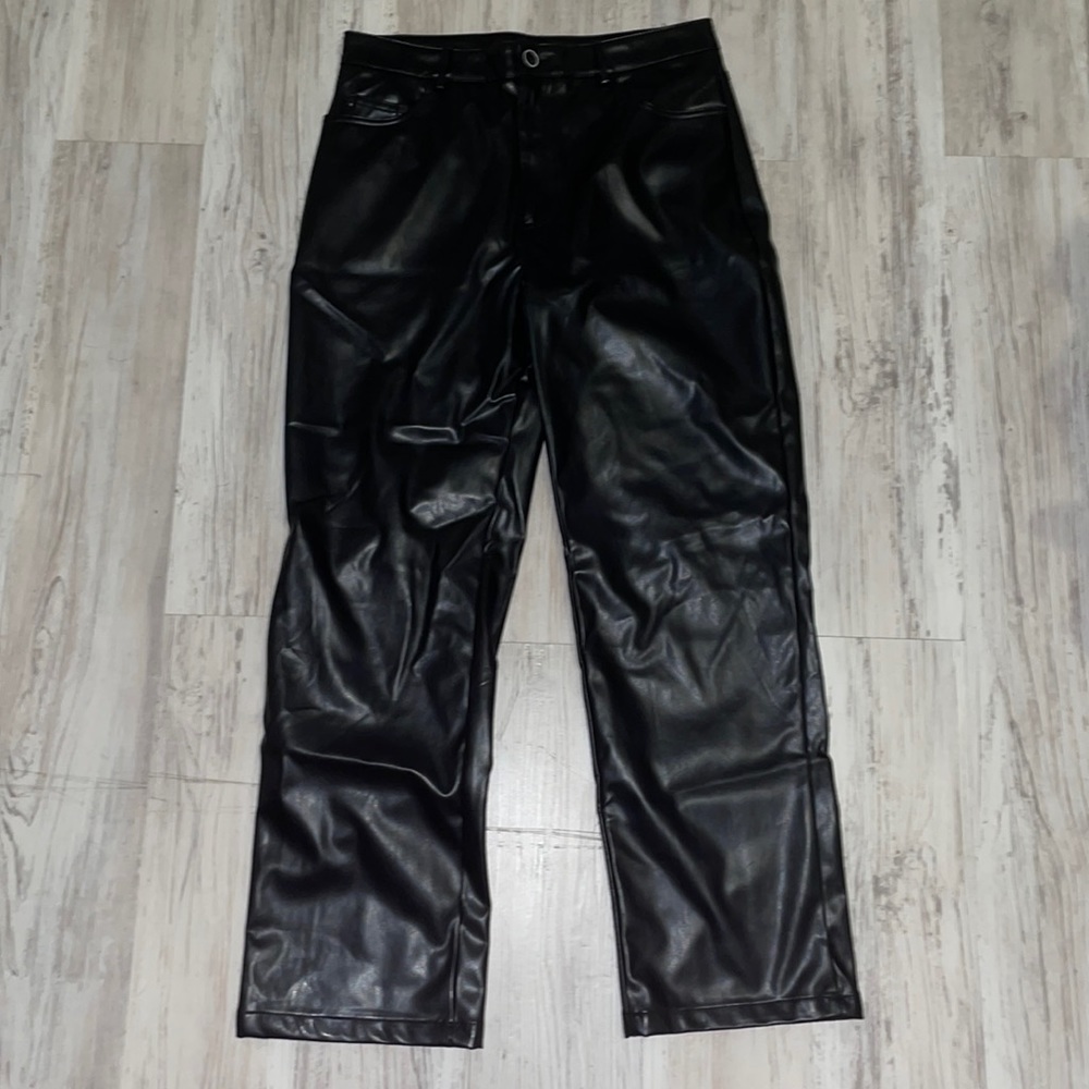 SHEIN Faux Leather Mom Pants